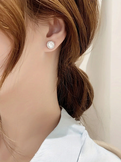 S925 Silver Color Moissanite Studs Earrings, Classic Fashion Ear Jewelry, Perfect Birthday & Mother'S Day Gift, Unisex Wedding Set