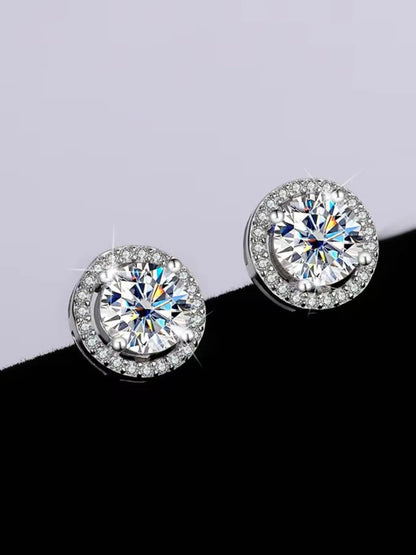 S925 Silver Color Moissanite Studs Earrings, Classic Fashion Ear Jewelry, Perfect Birthday & Mother'S Day Gift, Unisex Wedding Set