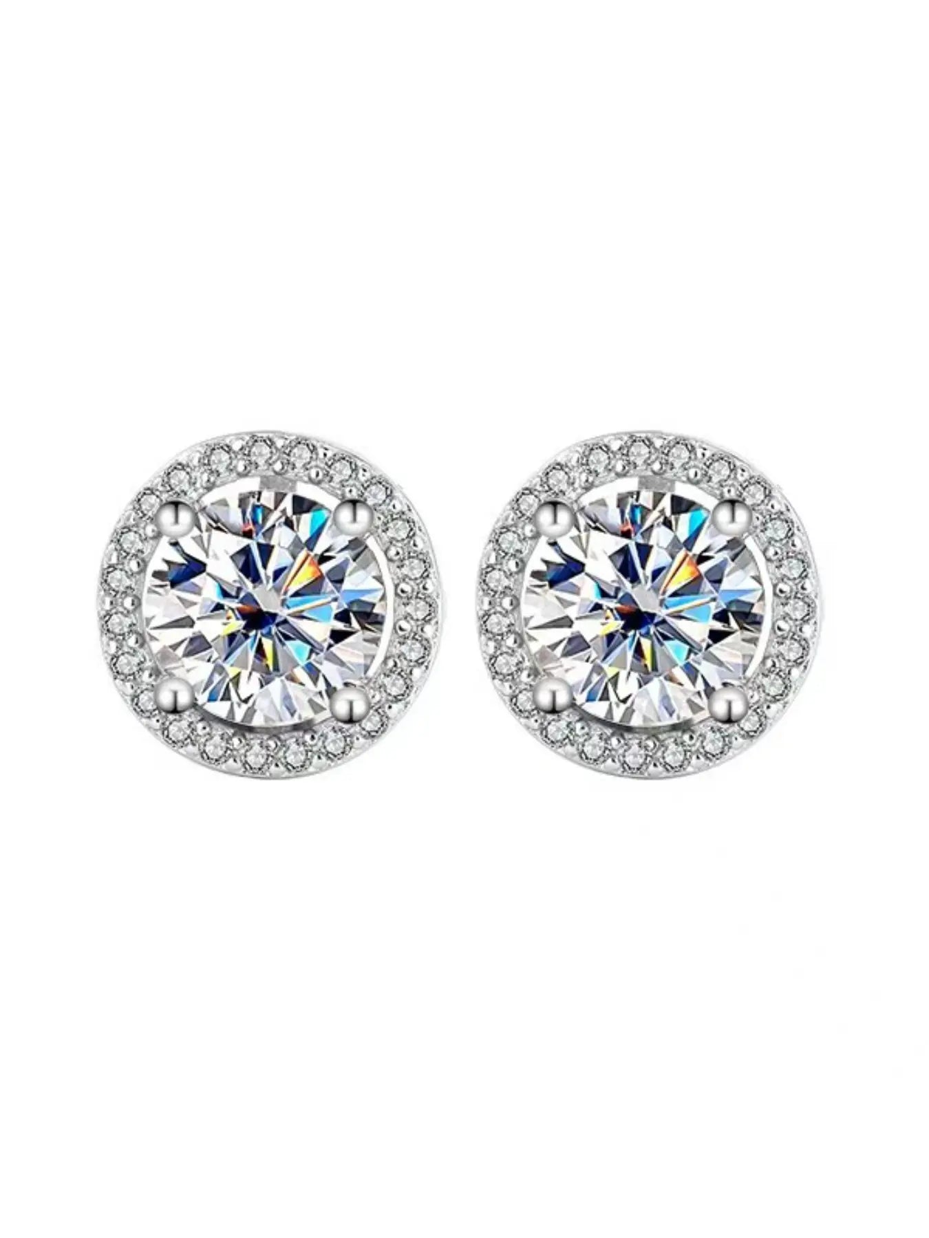 S925 Silver Color Moissanite Studs Earrings, Classic Fashion Ear Jewelry, Perfect Birthday & Mother'S Day Gift, Unisex Wedding Set
