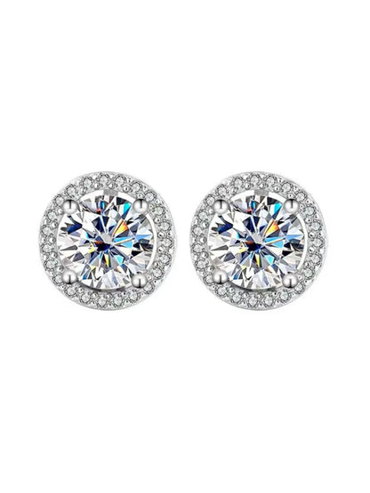 S925 Silver Color Moissanite Studs Earrings, Classic Fashion Ear Jewelry, Perfect Birthday & Mother'S Day Gift, Unisex Wedding Set