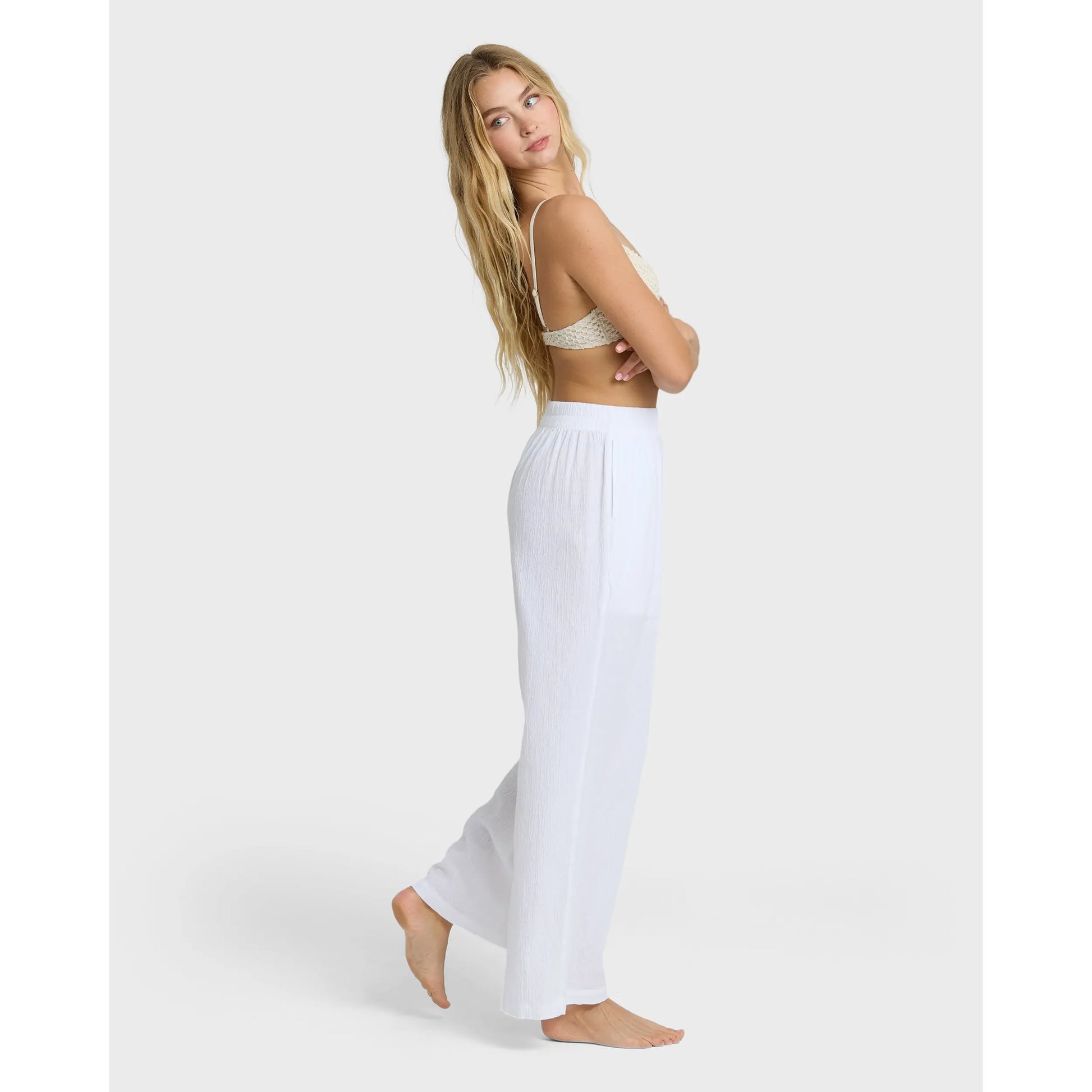 BILLABONG Women'S Follow Me Pants, Loose Straight Leg Elastic Waist Pants with Pockets, Beach Lounge Casual Everyday Essentials