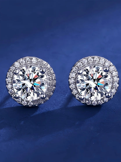 S925 Silver Color Moissanite Studs Earrings, Classic Fashion Ear Jewelry, Perfect Birthday & Mother'S Day Gift, Unisex Wedding Set