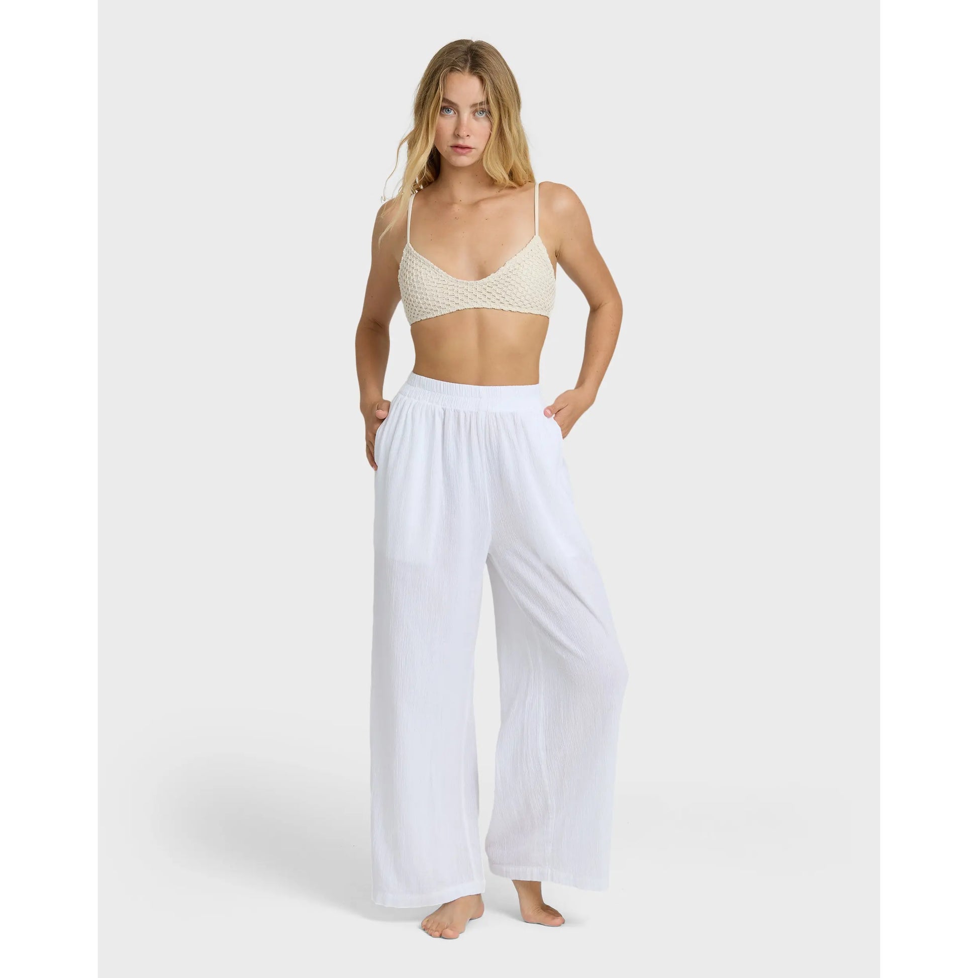 BILLABONG Women'S Follow Me Pants, Loose Straight Leg Elastic Waist Pants with Pockets, Beach Lounge Casual Everyday Essentials