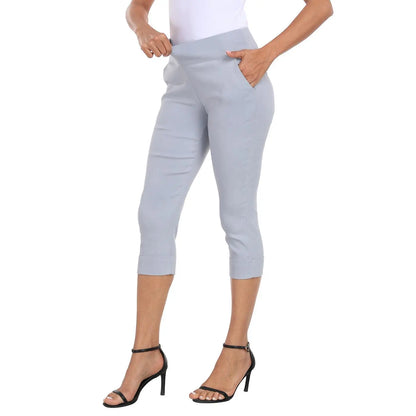 HDE Women'S 19" Inseam Pull on Capri Pants with Pockets Business Casual Women Comfort Fabric Fit Spandex