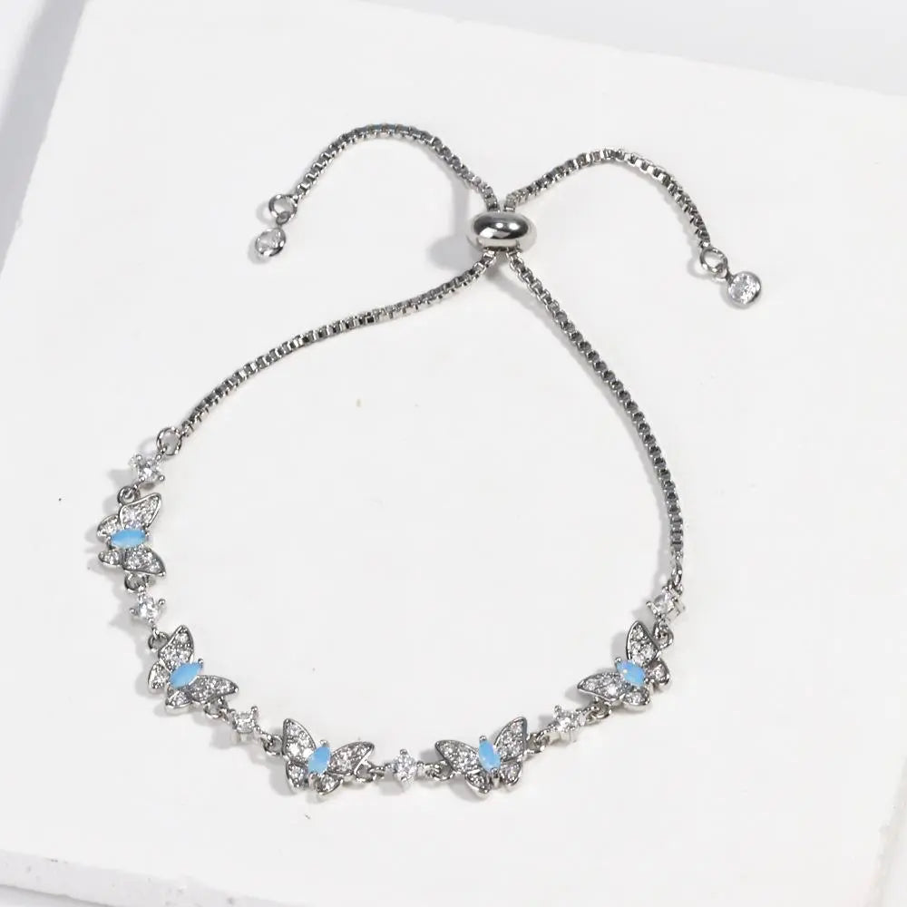 Adjustable Butterfly Charm Bracelets with Sparkling Rhinestone Accents and Delicate Design for Stylish Wear Trendy Jewelry