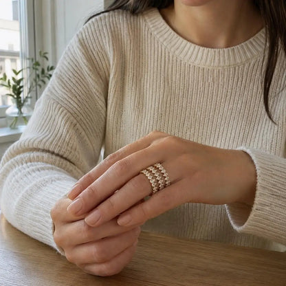 PAVOI 14K Gold Plated Eternity Ring Set - 3 Ring Pack Stackable Wedding Bands for Women with Cubic Zirconia - Pear & Oval CZ Eternity Band - Statement Bridal Jewelry Wedding Rings