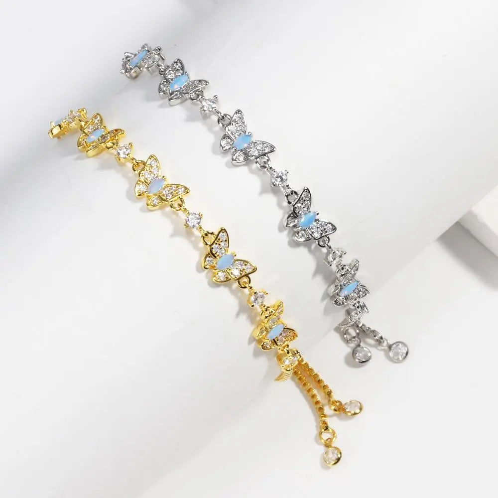 Adjustable Butterfly Charm Bracelets with Sparkling Rhinestone Accents and Delicate Design for Stylish Wear Trendy Jewelry