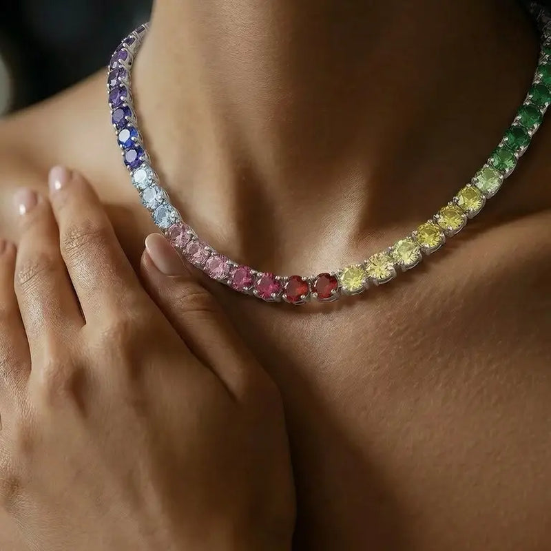 Aura Necklace - Multicolor Gemstone Beaded Chain for Women'S Fashion Jewelry