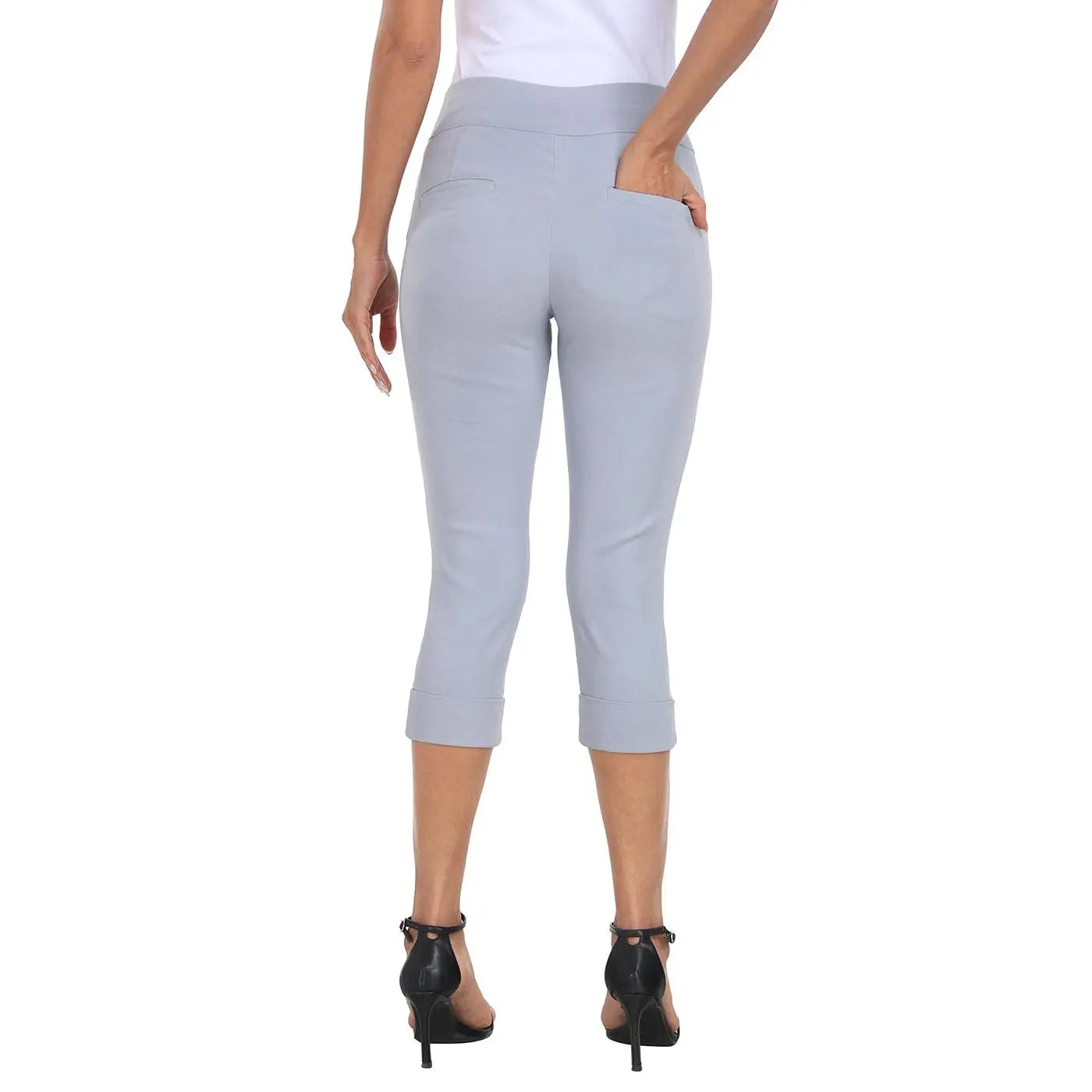 HDE Women'S 19" Inseam Pull on Capri Pants with Pockets Business Casual Women Comfort Fabric Fit Spandex