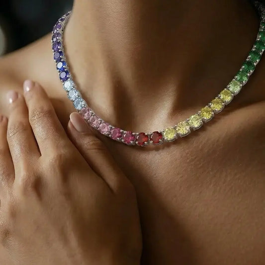 Aura Necklace - Multicolor Gemstone Beaded Chain for Women'S Fashion Jewelry