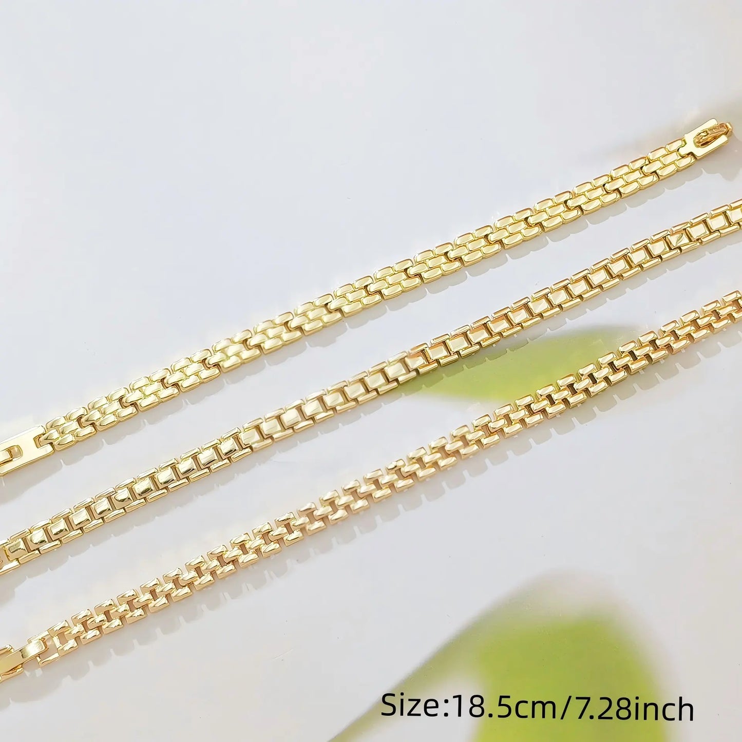 1PC Women'S 14K Gold Plated Paperclip Chain Bracelet, Dainty Rectangular Link Bracelet, Minimalist Shiny Gold Chain Bracelet for Everyday Wear