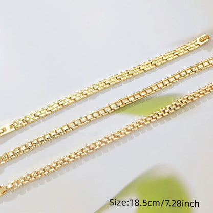 1PC Women'S 14K Gold Plated Paperclip Chain Bracelet, Dainty Rectangular Link Bracelet, Minimalist Shiny Gold Chain Bracelet for Everyday Wear