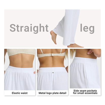 BILLABONG Women'S Follow Me Pants, Loose Straight Leg Elastic Waist Pants with Pockets, Beach Lounge Casual Everyday Essentials