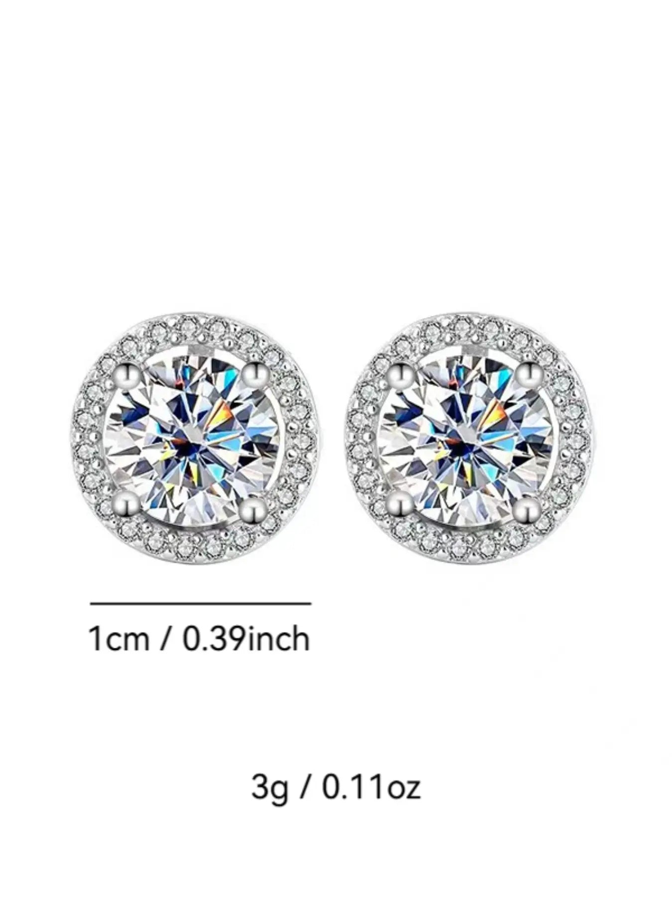 S925 Silver Color Moissanite Studs Earrings, Classic Fashion Ear Jewelry, Perfect Birthday & Mother'S Day Gift, Unisex Wedding Set