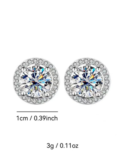 S925 Silver Color Moissanite Studs Earrings, Classic Fashion Ear Jewelry, Perfect Birthday & Mother'S Day Gift, Unisex Wedding Set