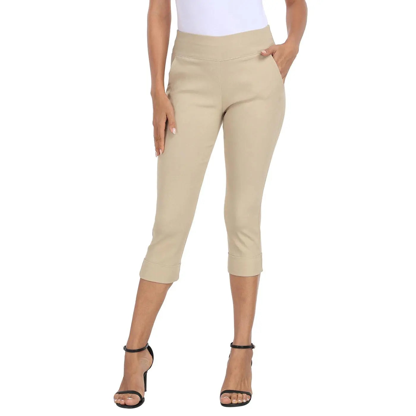 HDE Women'S 19" Inseam Pull on Capri Pants with Pockets Business Casual Women Comfort Fabric Fit Spandex