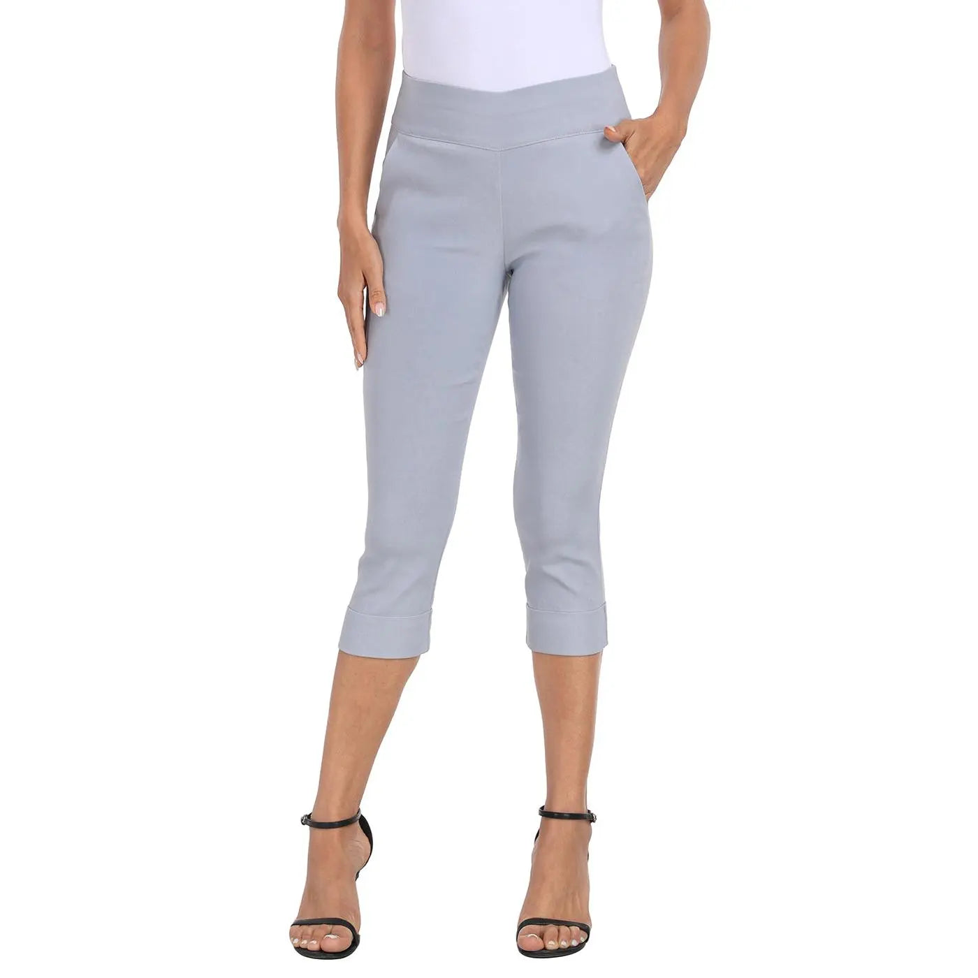 HDE Women'S 19" Inseam Pull on Capri Pants with Pockets Business Casual Women Comfort Fabric Fit Spandex