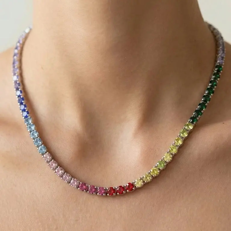 Aura Necklace - Multicolor Gemstone Beaded Chain for Women'S Fashion Jewelry