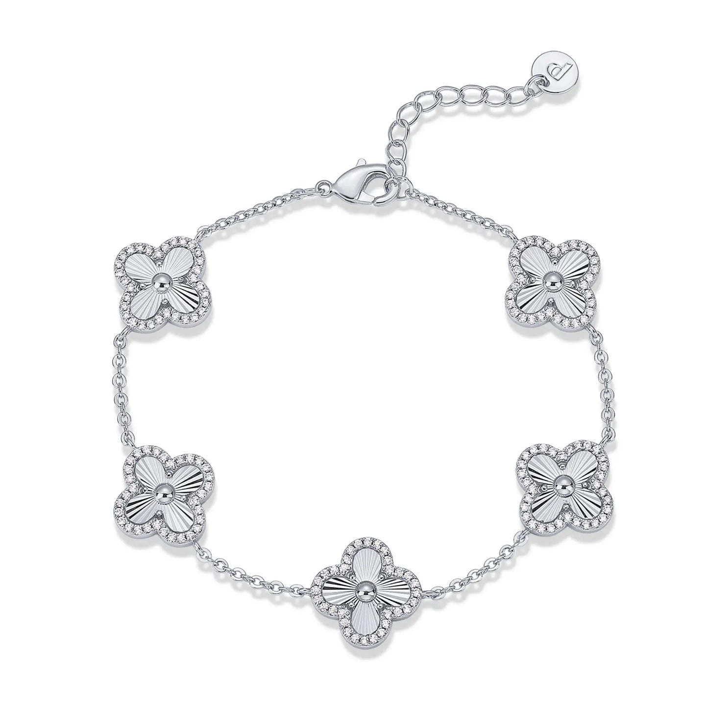 PAVOI 14K Gold Plated Clover Bracelet for Women - Lucky Charm Four Leaf Clover Bracelet Station with Cubic Zirconia - Hypoallergenic Trendy Fashion Stackable Clover Jewelry