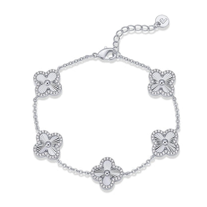 PAVOI 14K Gold Plated Clover Bracelet for Women - Lucky Charm Four Leaf Clover Bracelet Station with Cubic Zirconia - Hypoallergenic Trendy Fashion Stackable Clover Jewelry