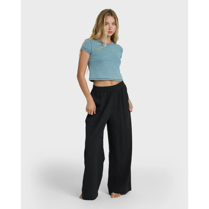 BILLABONG Women'S Follow Me Pants, Loose Straight Leg Elastic Waist Pants with Pockets, Beach Lounge Casual Everyday Essentials