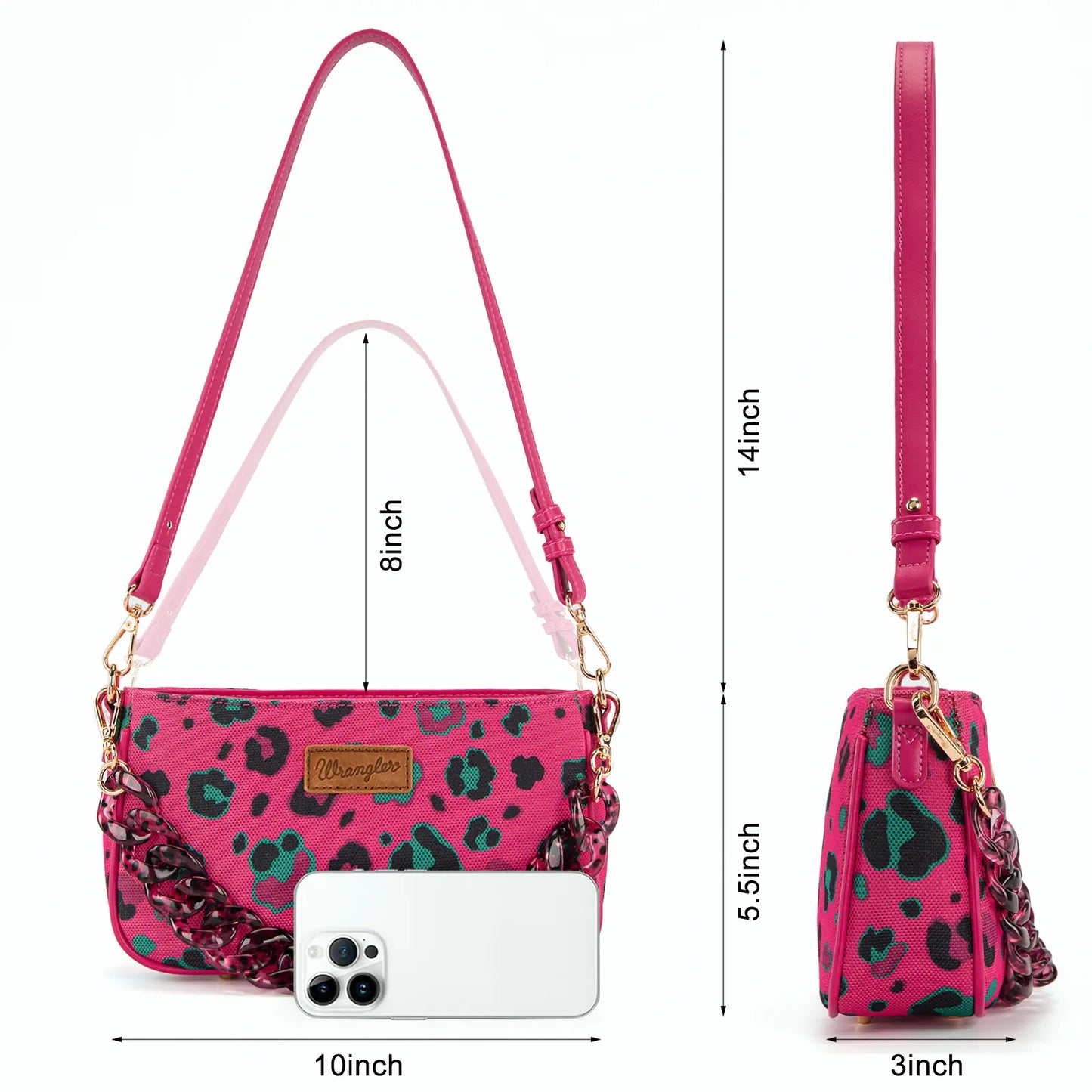 Auction Product-Wrangler Small Women'S Shoulder Bags Purses Leopard Clutch Hobo Tote Handbag with Acrylic Chain