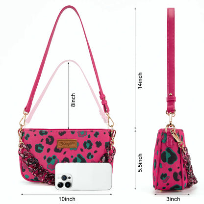Auction Product-Wrangler Small Women'S Shoulder Bags Purses Leopard Clutch Hobo Tote Handbag with Acrylic Chain