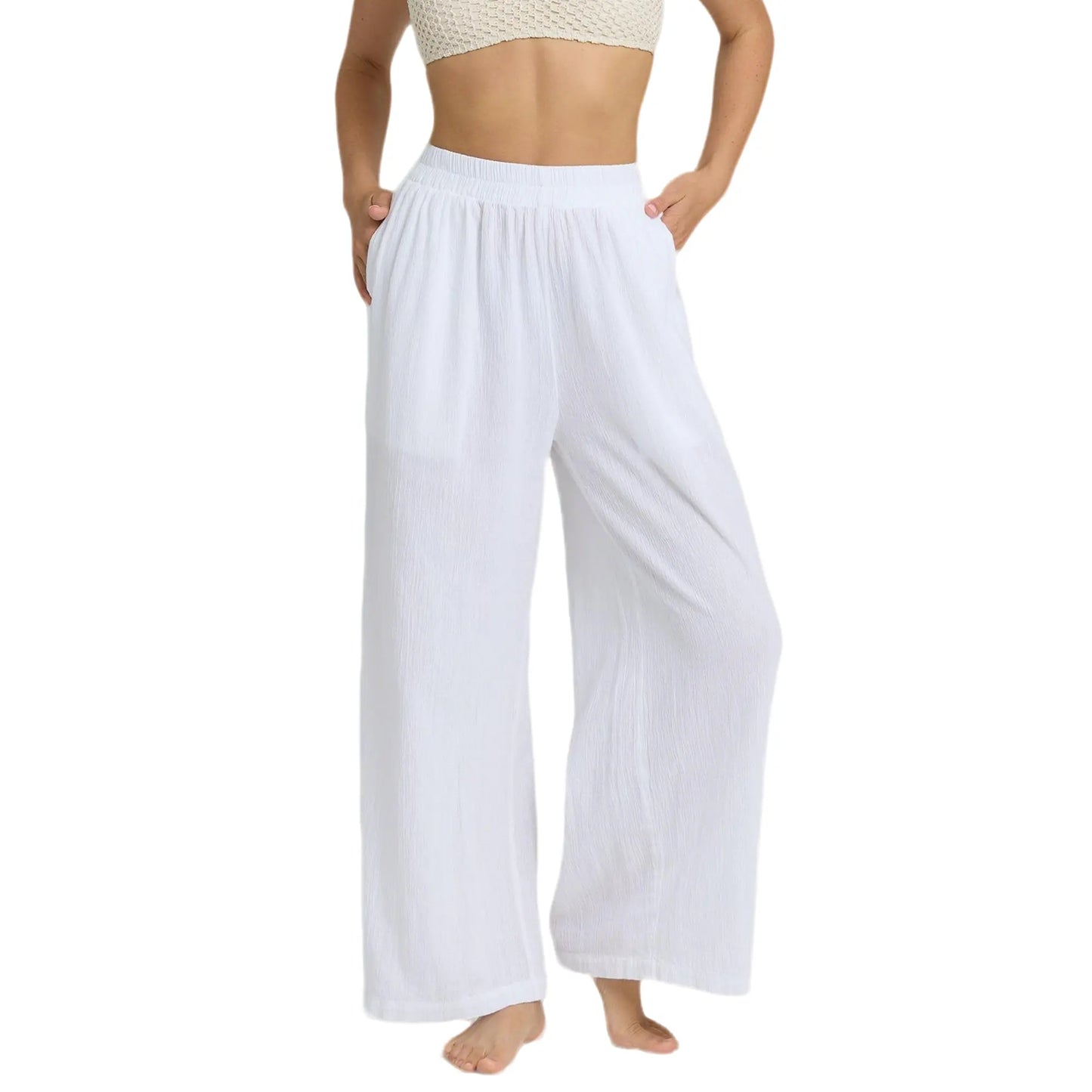 BILLABONG Women'S Follow Me Pants, Loose Straight Leg Elastic Waist Pants with Pockets, Beach Lounge Casual Everyday Essentials
