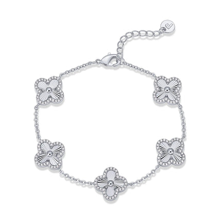 PAVOI 14K Gold Plated Clover Bracelet for Women - Lucky Charm Four Leaf Clover Bracelet Station with Cubic Zirconia - Hypoallergenic Trendy Fashion Stackable Clover Jewelry